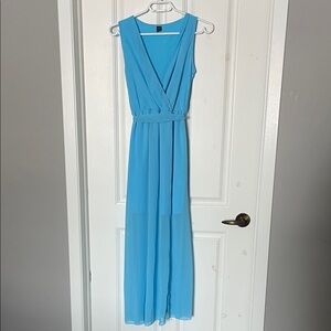 SHEIN Light Blue V-Neck Maxi Dress